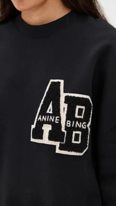 Anine Bing Miles Oversized Letterman Sweatshirt Black | Thumbnail 6