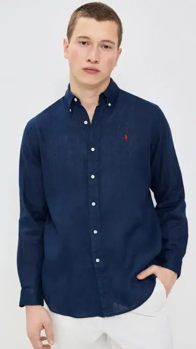 Polo Ralph Lauren Long Sleeve Linen Shirt Newport Navy | Thumbnail 2