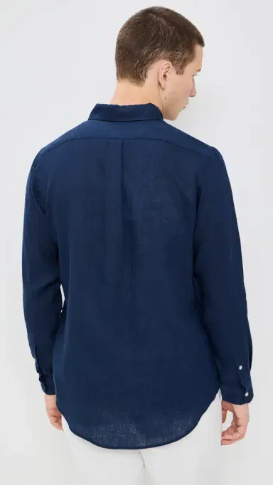 Polo Ralph Lauren Long Sleeve Linen Shirt Newport Navy | Thumbnail 3