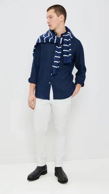 Polo Ralph Lauren Long Sleeve Linen Shirt Newport Navy | Thumbnail 5