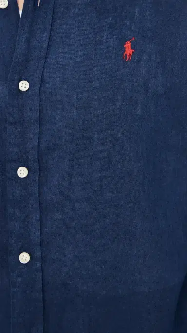 Polo Ralph Lauren Long Sleeve Linen Shirt Newport Navy | Thumbnail 6