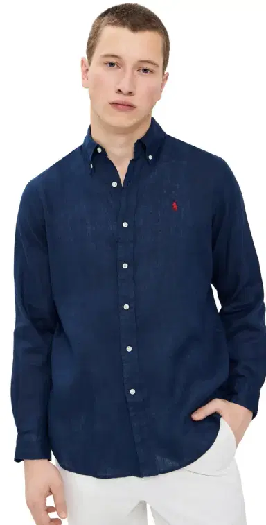 Polo Ralph Lauren Long Sleeve Linen Shirt Newport Navy | Thumbnail 1