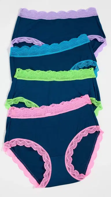 Stripe & Stare High Rise Knickers 4 Pack Midnight Neon | Thumbnail 2