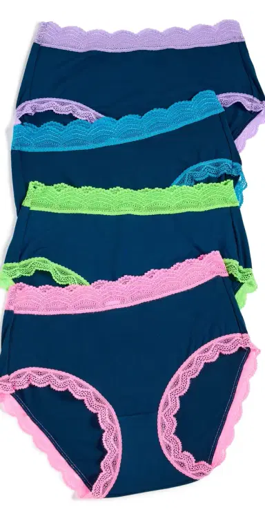 Stripe & Stare High Rise Knickers 4 Pack Midnight Neon | Thumbnail 1