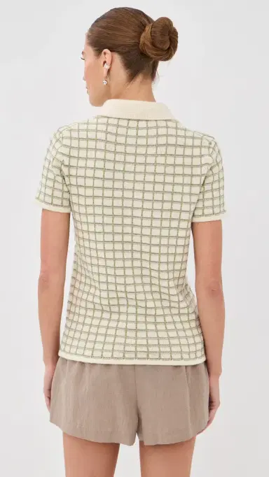 The Elder Statesman Ida Checkered Cashmere Polo oss Check | Thumbnail 3 The Elder Statesman Ida Checkered Cashmere Polo oss Check | Thumbnail 3
