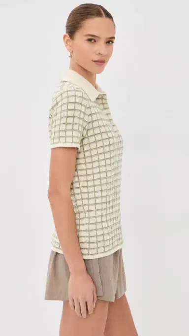 The Elder Statesman Ida Checkered Cashmere Polo oss Check | Thumbnail 4 The Elder Statesman Ida Checkered Cashmere Polo oss Check | Thumbnail 4