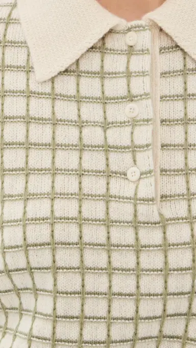 The Elder Statesman Ida Checkered Cashmere Polo oss Check | Thumbnail 6 The Elder Statesman Ida Checkered Cashmere Polo oss Check | Thumbnail 6