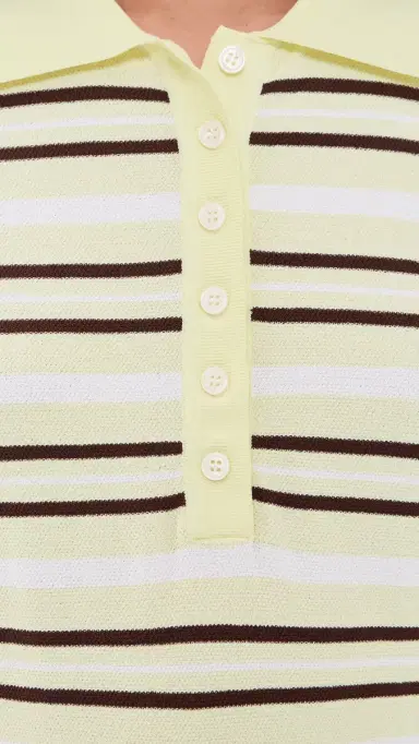 The Garment Madison Short Sleeve Polo Pastel Yellow/White/Espresso 6 | Thumbnail 6
