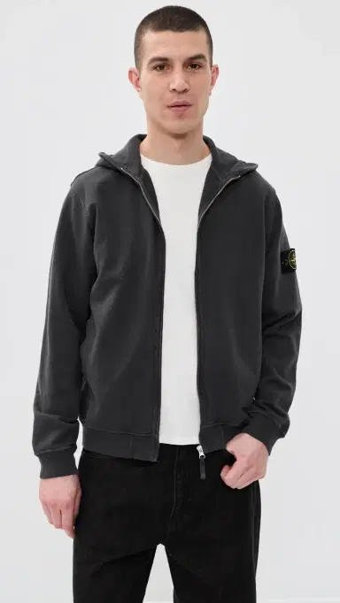 Stone Island Malfile Cotton Zip Hoodie Charcoal | Thumbnail 2 Stone Island Malfile Cotton Zip Hoodie Charcoal | Thumbnail 2