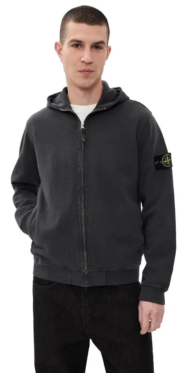 alfile Cotton Zip Hoodie Charcoal