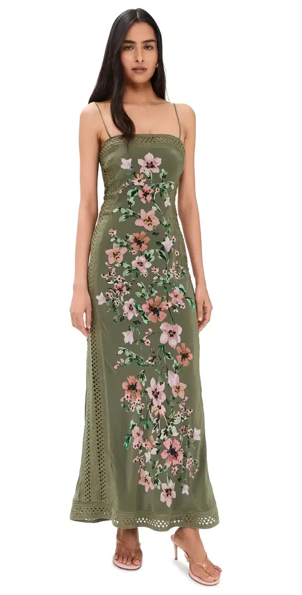 Camelia Maxi Dress Olive Gardenia Floral