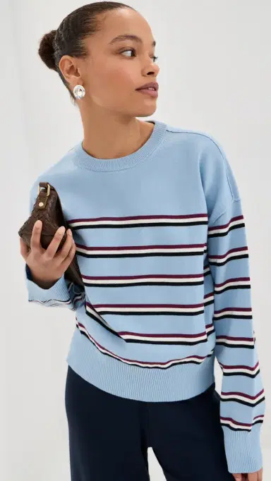LE BOP Striped Boxy Pullover ight Blue Stripe | Thumbnail 2