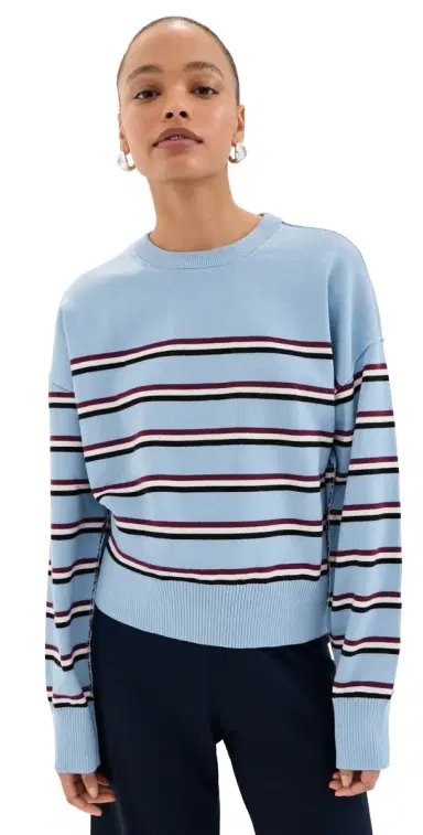 LE BOP Striped Boxy Pullover ight Blue Stripe | Thumbnail 1