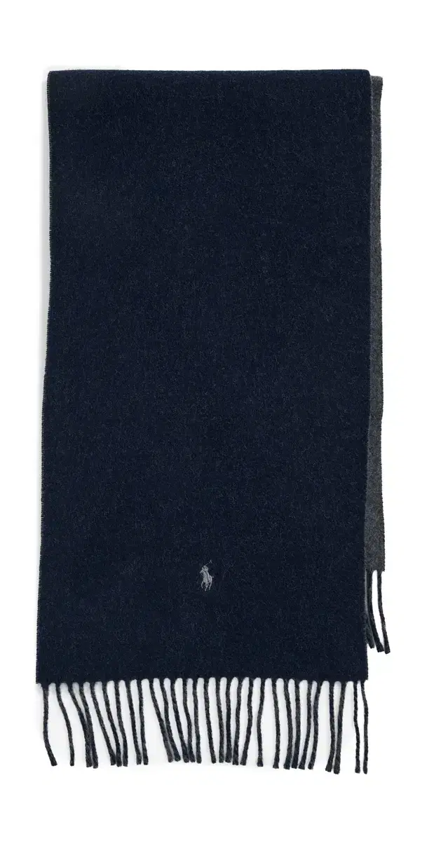 Reversible Wool Scarf Navy/Charcoal One Size