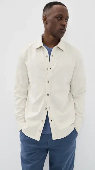 Marine Layer Pacifica Stretch Shirt Oatmeal Heather | Thumbnail 2 Marine Layer Pacifica Stretch Shirt Oatmeal Heather | Thumbnail 2
