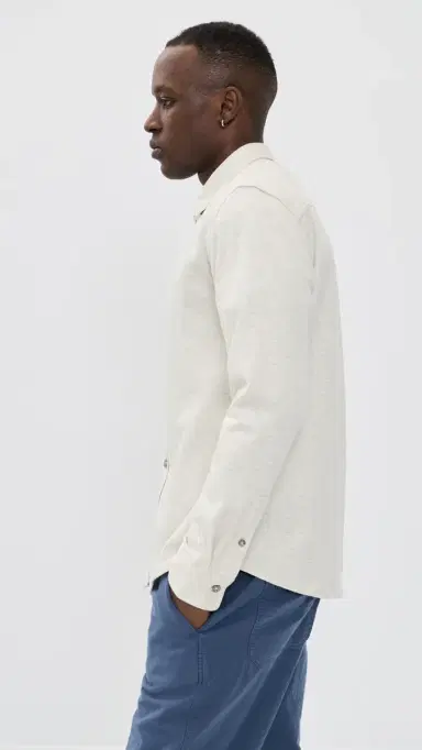 Marine Layer Pacifica Stretch Shirt Oatmeal Heather | Thumbnail 4 Marine Layer Pacifica Stretch Shirt Oatmeal Heather | Thumbnail 4