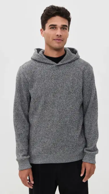 Vince Brushed Waffle Hoodie H Black M | Thumbnail 2 Vince Brushed Waffle Hoodie H Black M | Thumbnail 2