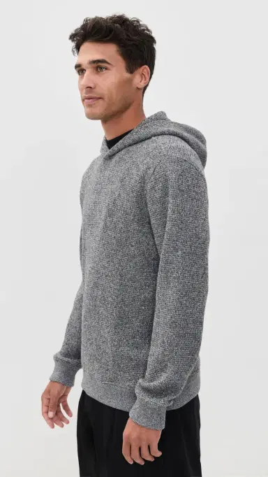 Vince Brushed Waffle Hoodie H Black M | Thumbnail 4 Vince Brushed Waffle Hoodie H Black M | Thumbnail 4
