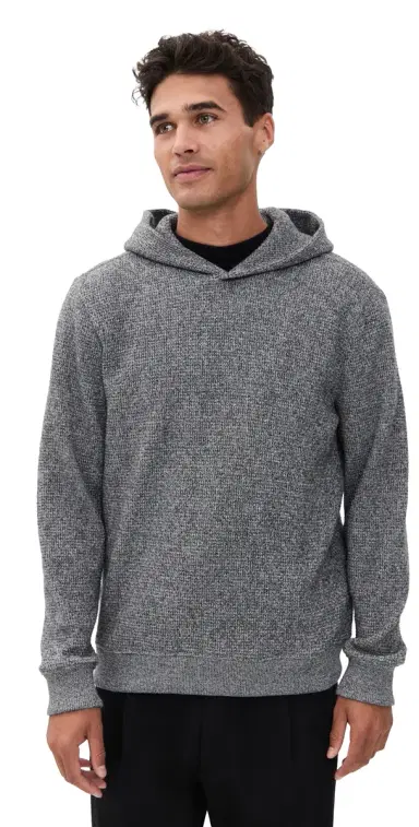 Vince Brushed Waffle Hoodie H Black M | Thumbnail 1 Vince Brushed Waffle Hoodie H Black M | Thumbnail 1