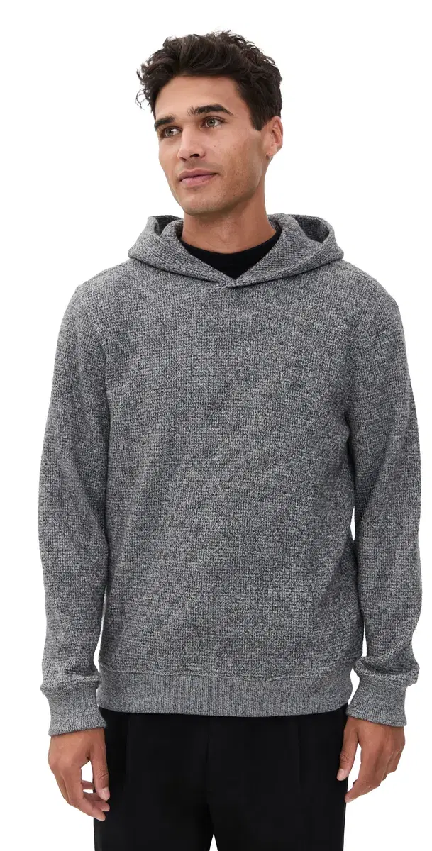 Brushed Waffle Hoodie H Black