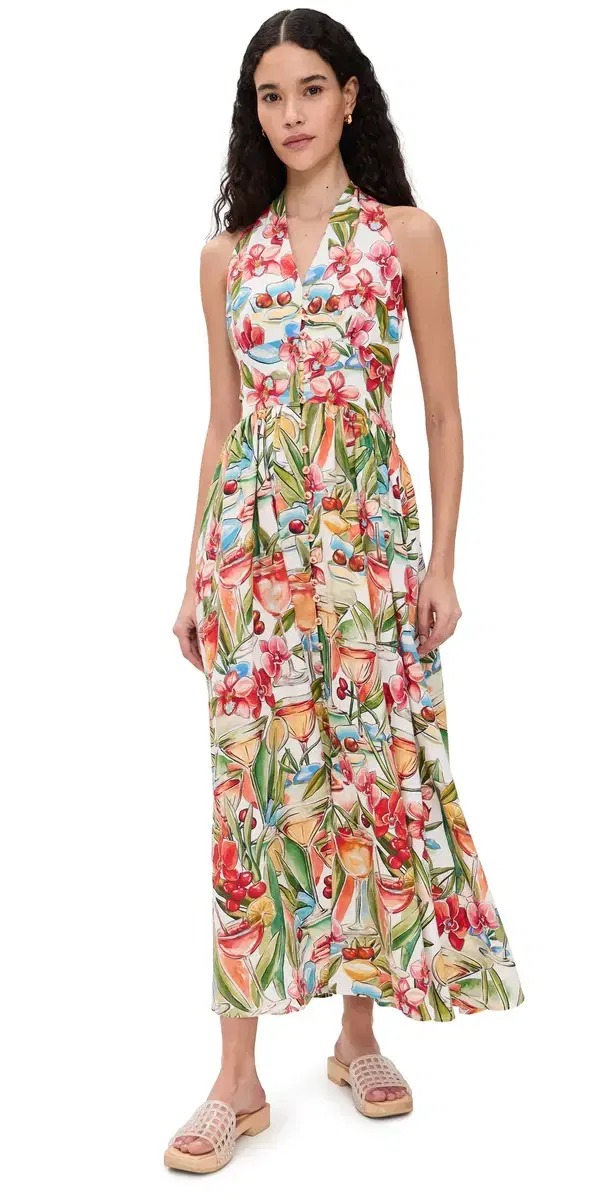 Cocktail Halter Maxi Dress Cocktail Off-White