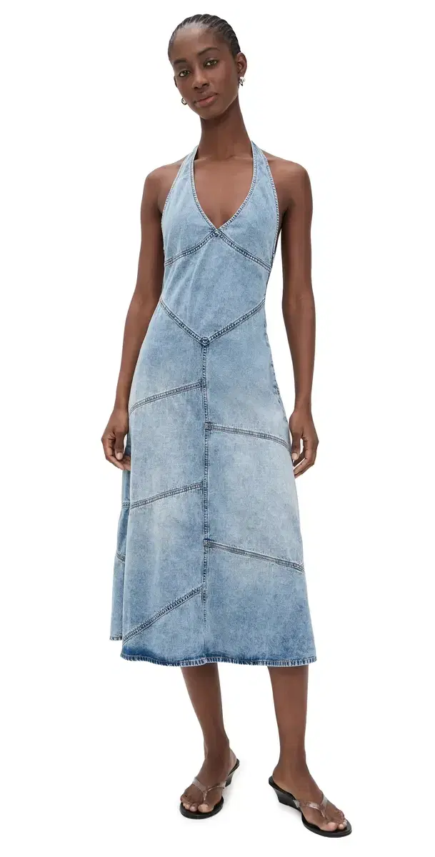 Delphi Pieced Halter Dress Meadow