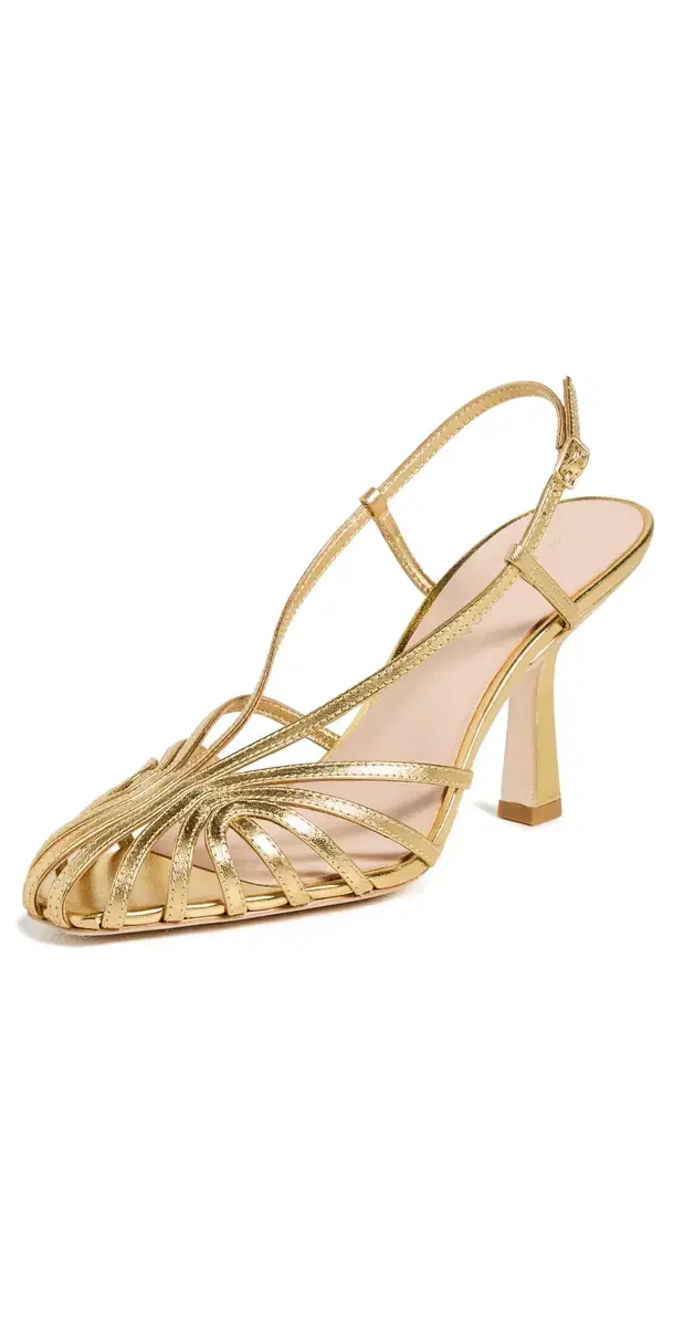 Alexandra Lattice Slingback Sandals Gold