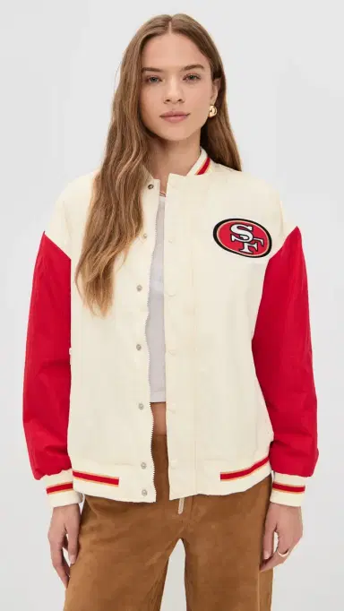 Terez 49ers Colorblock Bomber Jacket 49ers Sugar Swizzle/Red S | Thumbnail 2