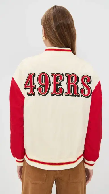 Terez 49ers Colorblock Bomber Jacket 49ers Sugar Swizzle/Red S | Thumbnail 3
