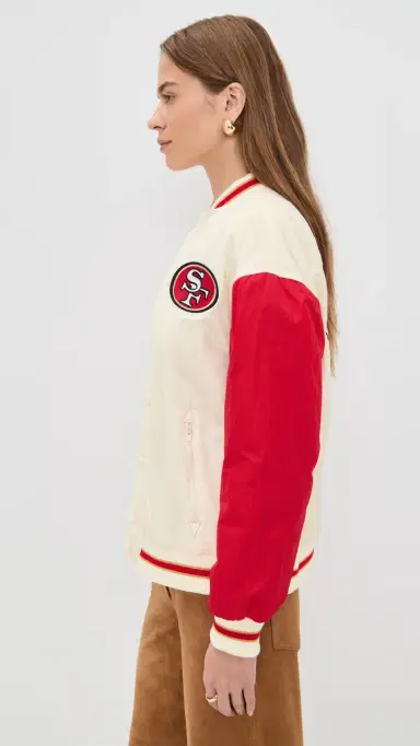 Terez 49ers Colorblock Bomber Jacket 49ers Sugar Swizzle/Red S | Thumbnail 4