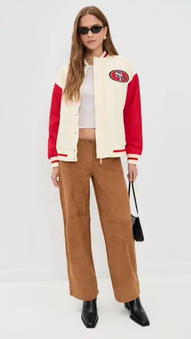 Terez 49ers Colorblock Bomber Jacket 49ers Sugar Swizzle/Red S | Thumbnail 5
