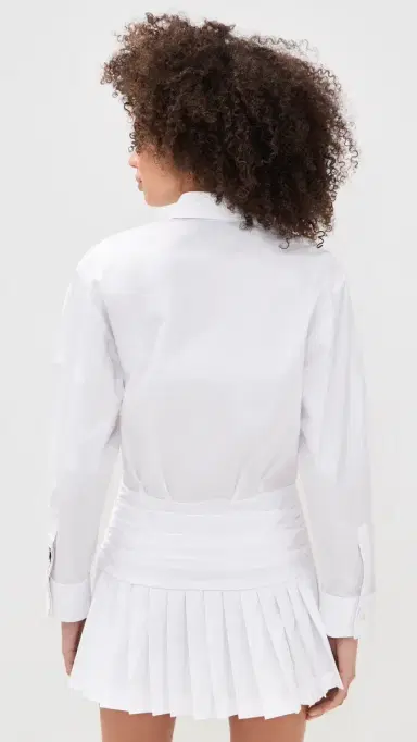 Rowing Blazers Pleated Button Down Shirt Dress White L | Thumbnail 3