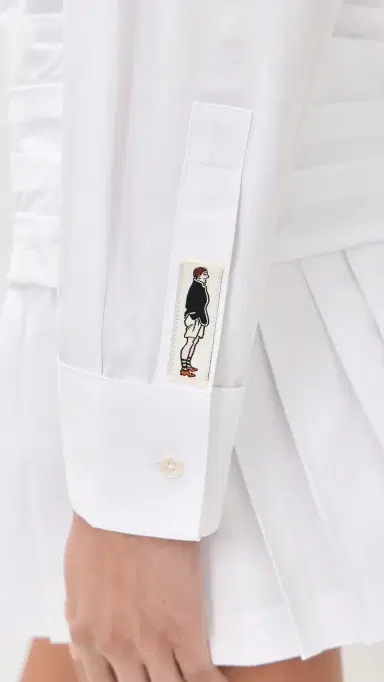 Rowing Blazers Pleated Button Down Shirt Dress White L | Thumbnail 6