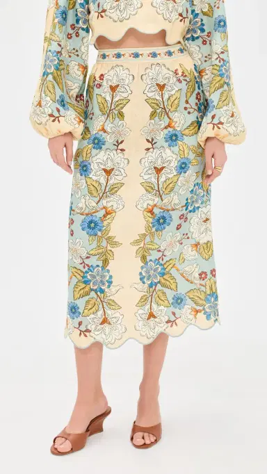 FARM Rio Garden Scarf Midi Skirt Garden Scarf Blue | Thumbnail 2