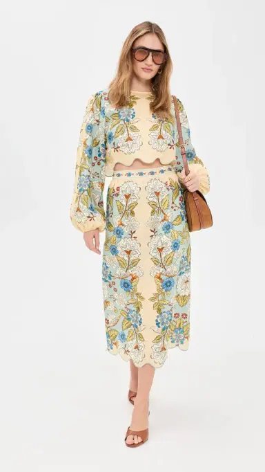 FARM Rio Garden Scarf Midi Skirt Garden Scarf Blue | Thumbnail 5