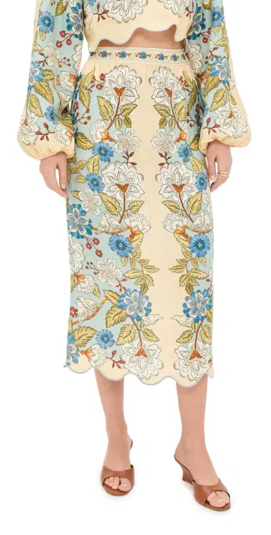 FARM Rio Garden Scarf Midi Skirt Garden Scarf Blue | Thumbnail 1