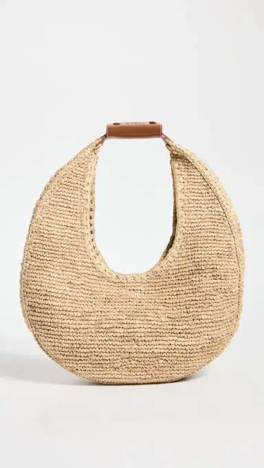 Staud Large Raffia Moon Tote Bag Natural/Tan | Thumbnail 2