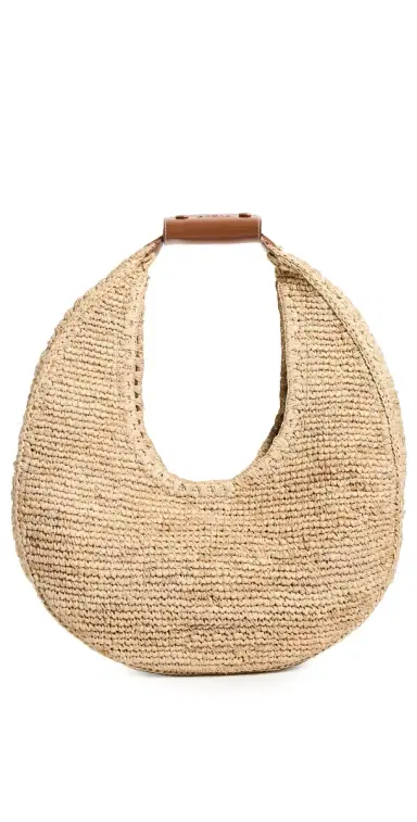 Staud Large Raffia Moon Tote Bag Natural/Tan | Thumbnail 1