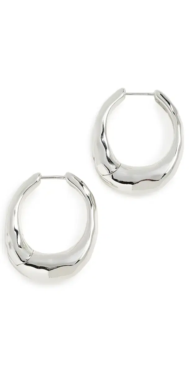 Madewell Hammered Puffy Huggie Hoop Earrings Warm Silver One Size