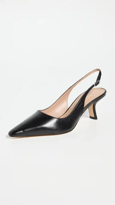Sam Edelman Bianka Slingback Pumps Black Leather 6 | Thumbnail 2