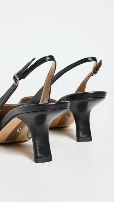 Sam Edelman Bianka Slingback Pumps Black Leather 6 | Thumbnail 4