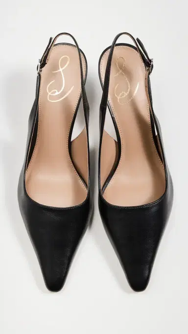 Sam Edelman Bianka Slingback Pumps Black Leather 6 | Thumbnail 5