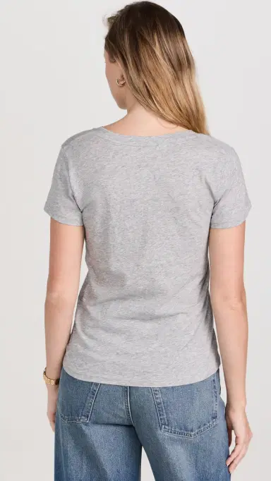Vince Essential V Neck Tee Heather Grey | Thumbnail 3 Vince Essential V Neck Tee Heather Grey | Thumbnail 3