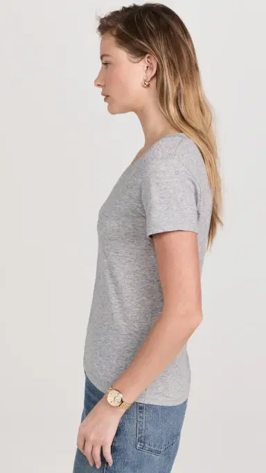 Vince Essential V Neck Tee Heather Grey | Thumbnail 4 Vince Essential V Neck Tee Heather Grey | Thumbnail 4