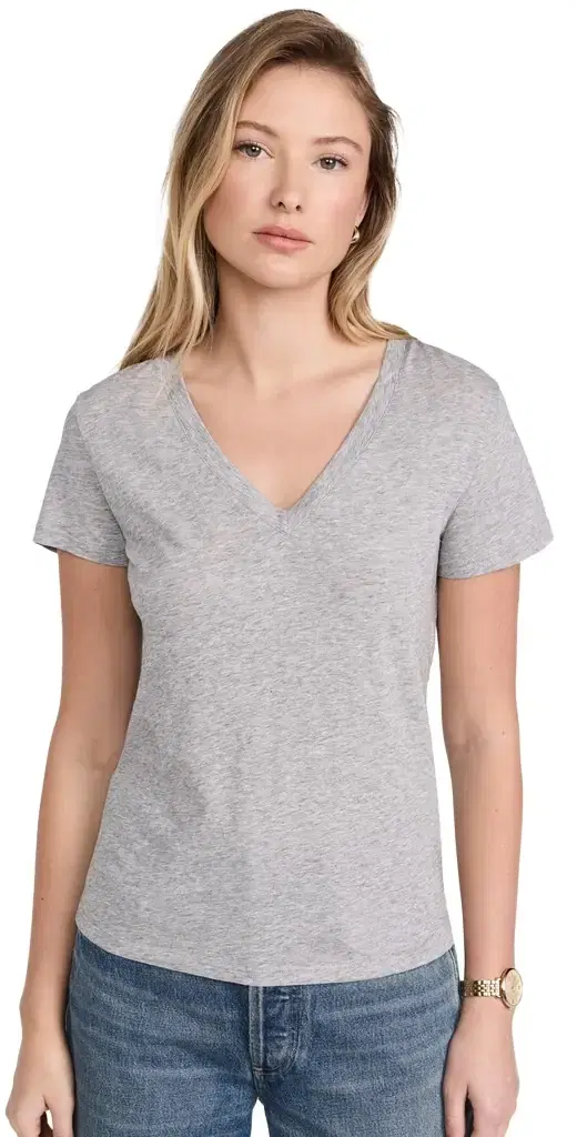 Essential V Neck Tee Heather Grey