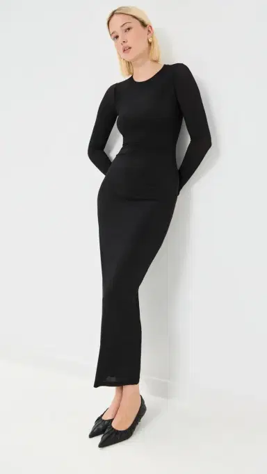 Wardrobe.NYC WARDROBE. NYC Sheer Midi Dress Black S | Thumbnail 2