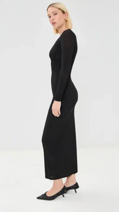 Wardrobe.NYC WARDROBE. NYC Sheer Midi Dress Black S | Thumbnail 4