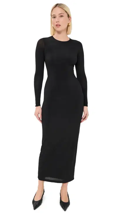 Wardrobe.NYC WARDROBE. NYC Sheer Midi Dress Black S | Thumbnail 1
