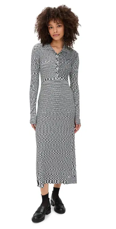 GANNI Spacedyed Knit Dress Black | Thumbnail 1 GANNI Spacedyed Knit Dress Black | Thumbnail 1