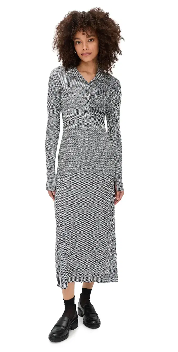 Spacedyed Knit Dress Black
